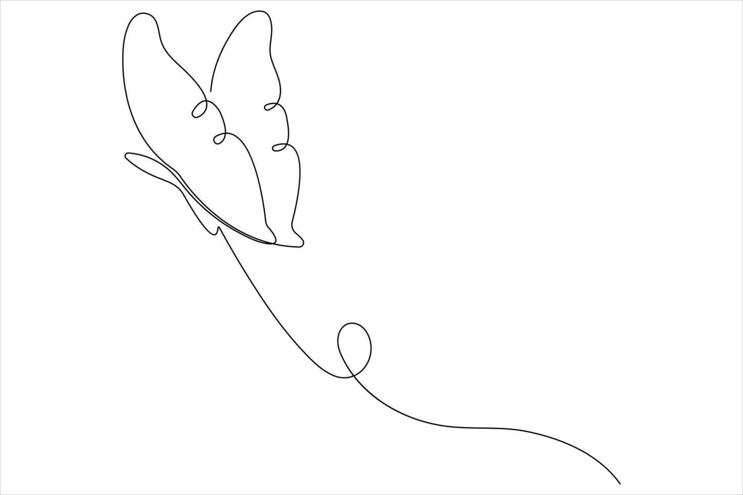 Continuous one line art drawing of butterfly design minimalism outline art illustration vector