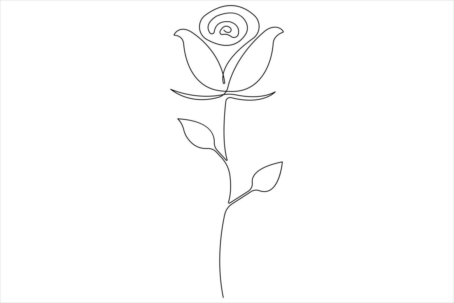 Rose flower continuous one line art drawing of outline illustration Rose day, valentine day concept vector