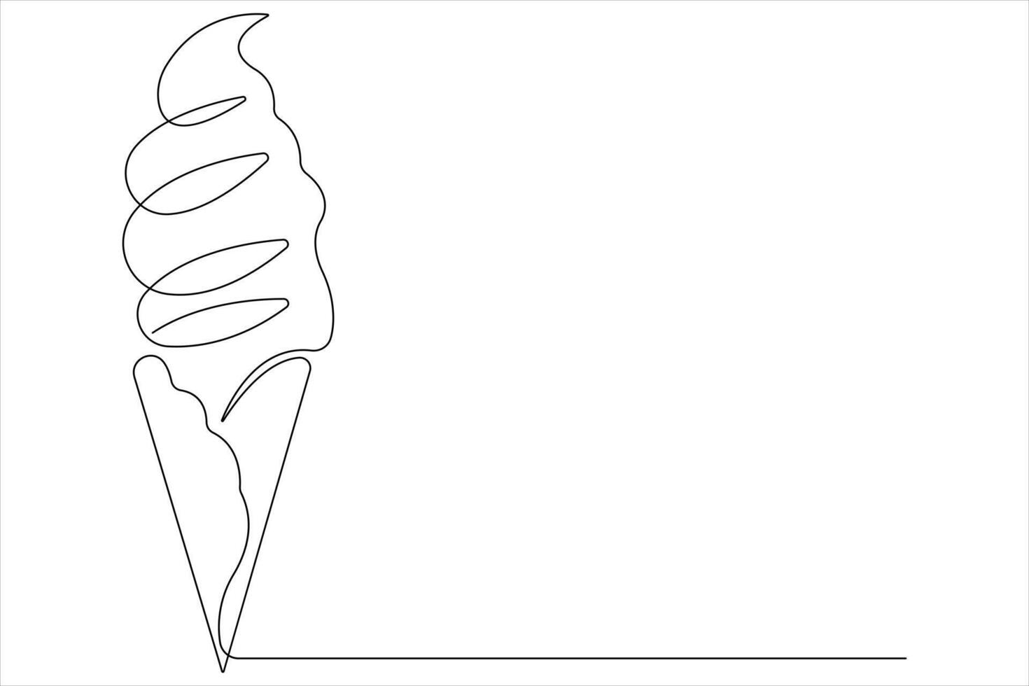 Continuous one line art drawing of delicious and cool fresh ice cream, minimalism design outline vector