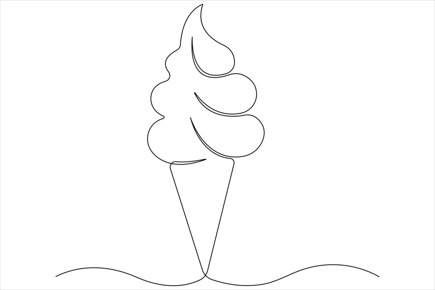 Continuous one line art drawing of delicious and cool fresh ice cream, minimalism design outline vector