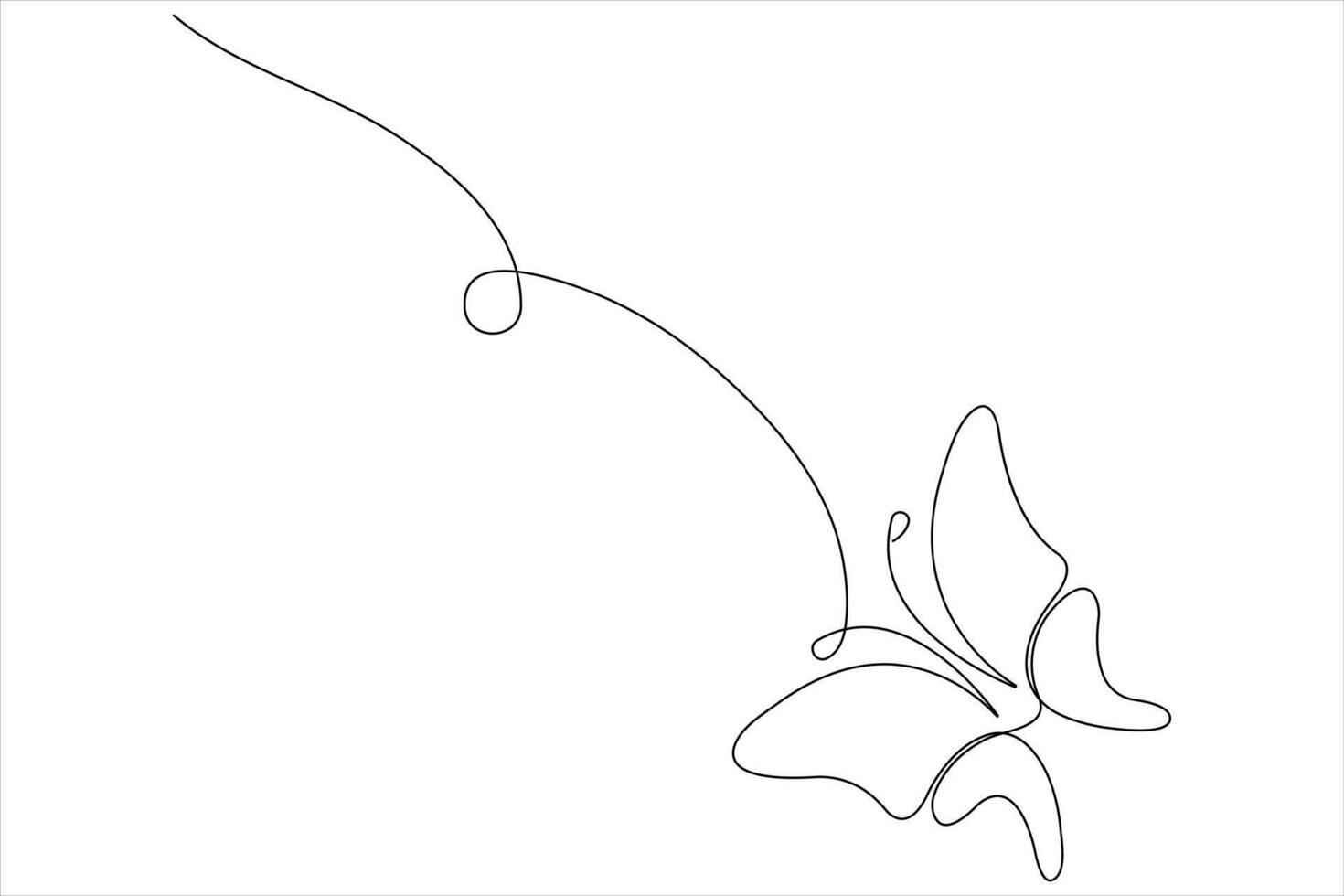 Continuous one line art drawing of butterfly design minimalism outline art illustration vector