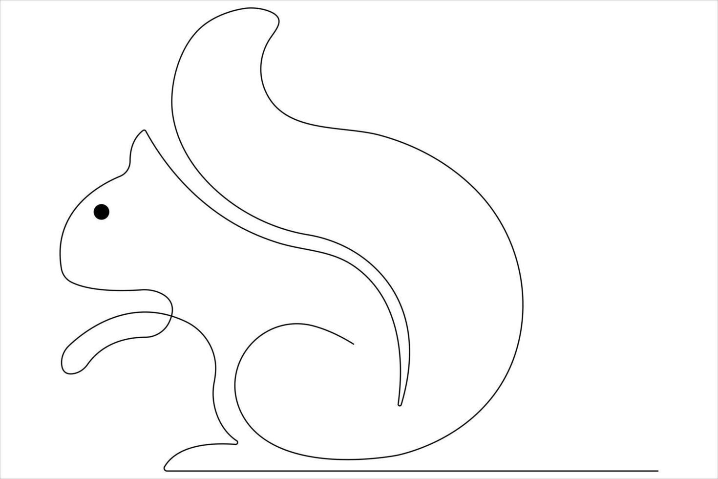 One Continuous line art drawing of squirrel illustration vector