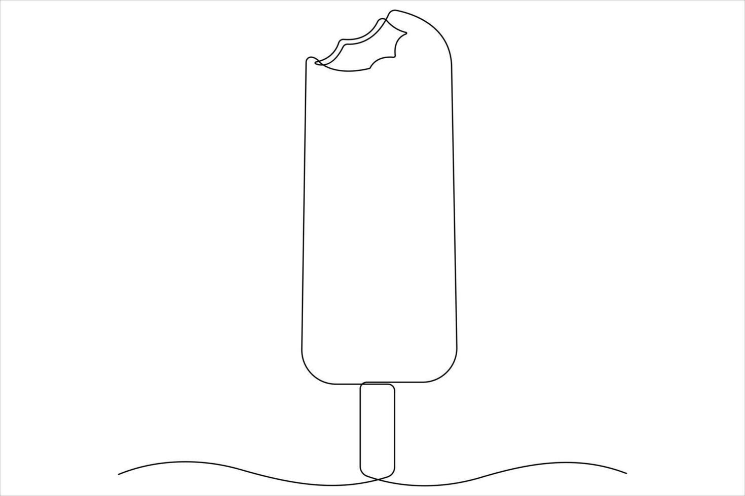 Continuous one line art drawing of delicious and cool fresh ice cream, minimalism design outline vector