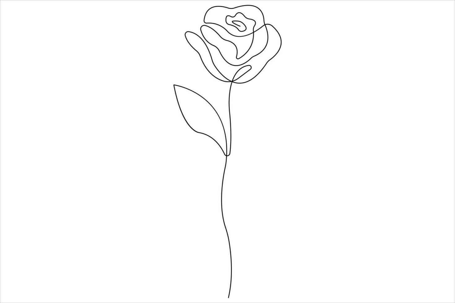 Rose flower continuous one line art drawing of outline illustration Rose day, valentine day concept vector