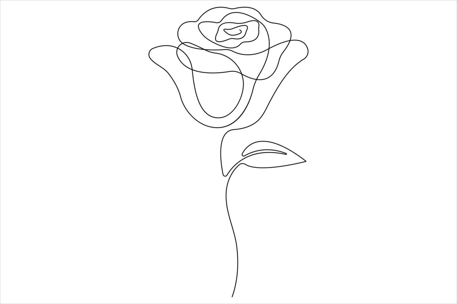 Rose flower continuous one line art drawing of outline illustration Rose day, valentine day concept vector