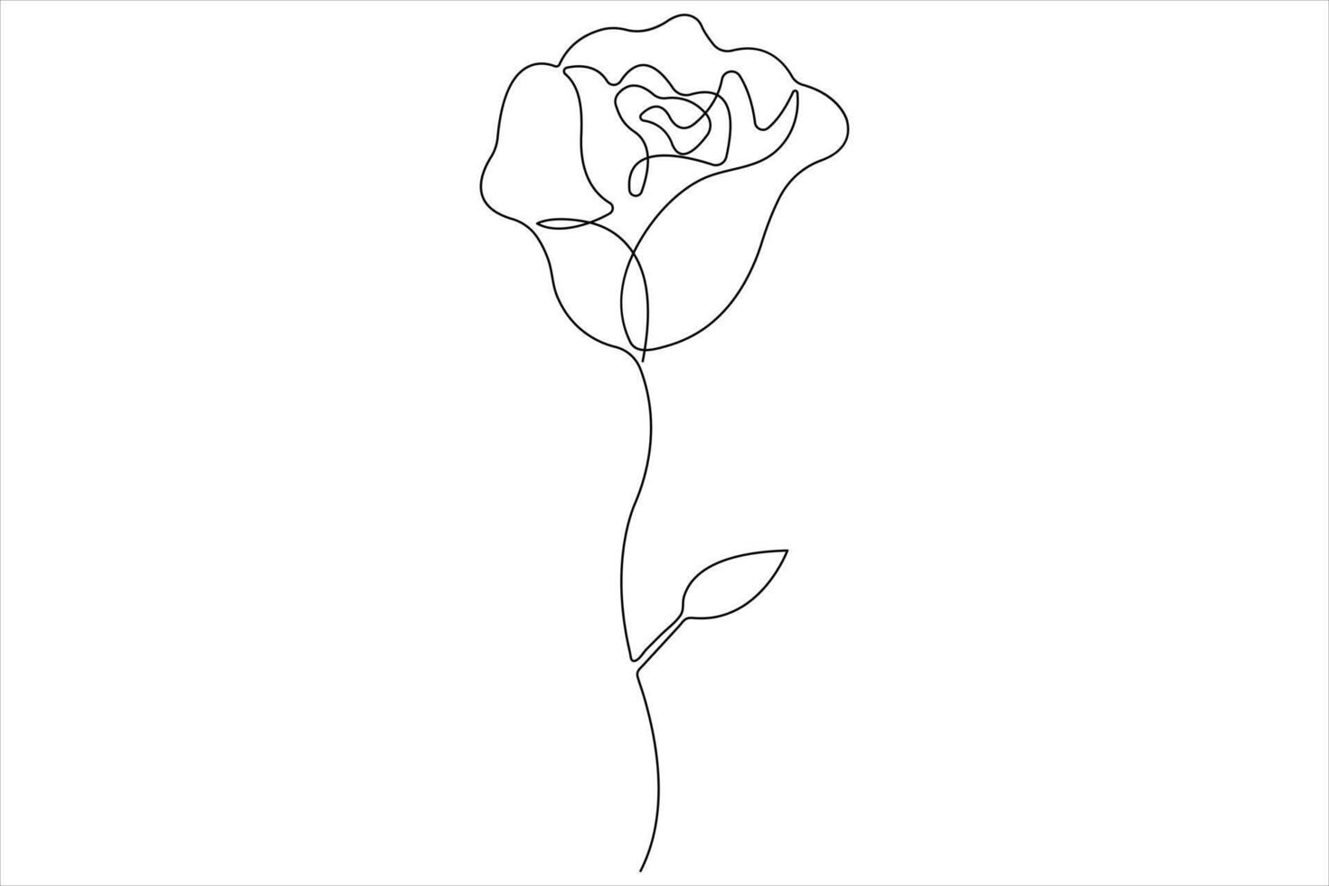 Rose flower continuous one line art drawing of outline illustration Rose day, valentine day concept vector