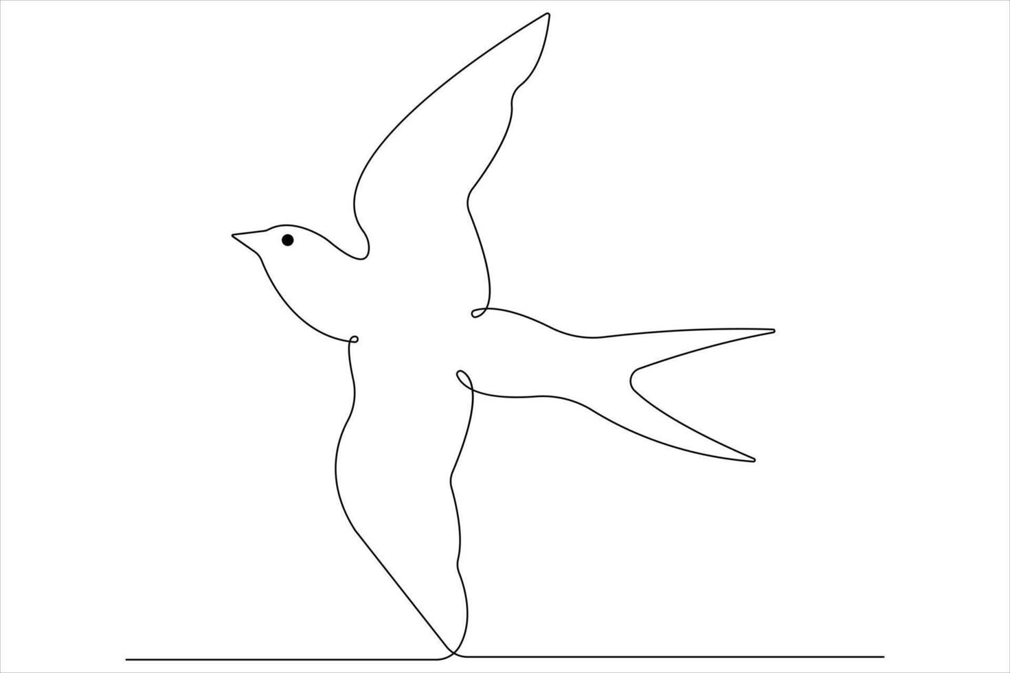 Continuous one line art drawing of cute bird simple outline illustration vector