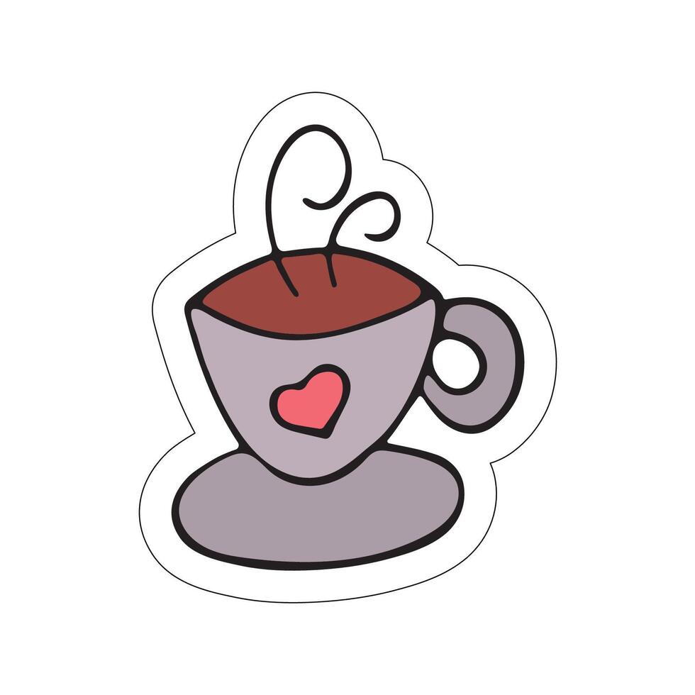 A sticker with a picture of a coffee cup on a white background. vector