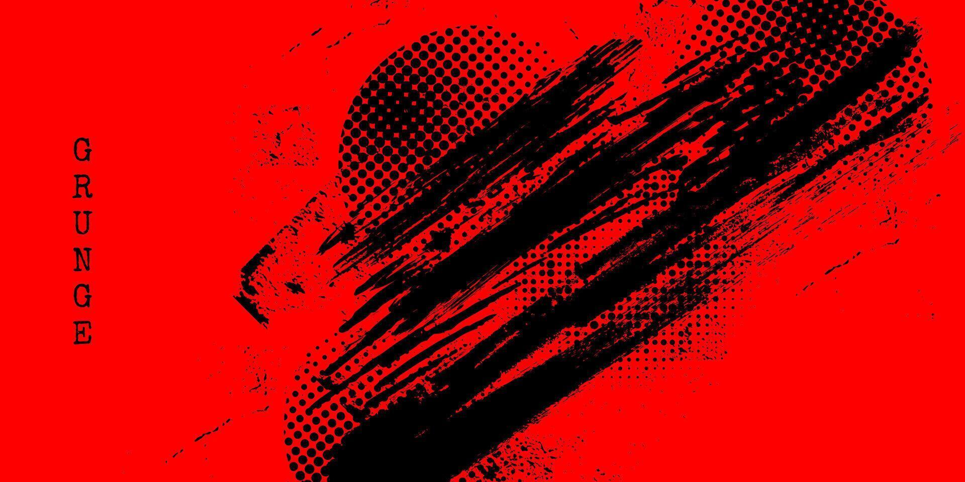 Black and Red Grunge Brush Background with Halftone Effect. Retro Grunge Background vector