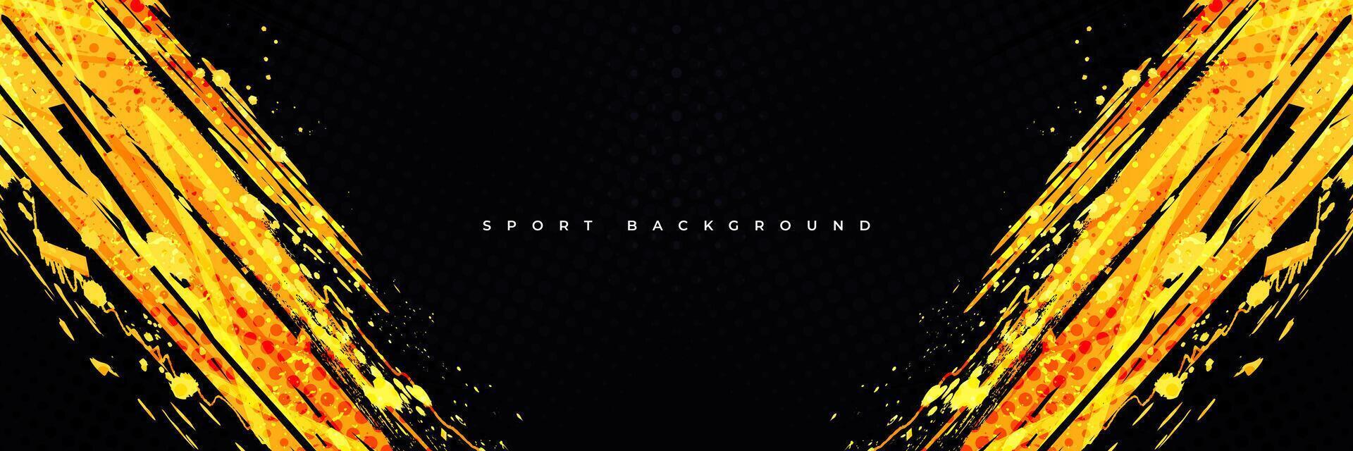 Abstract Sports Background with Orange Brushstrokes and Halftone Effect. Dynamic Grunge Background Design vector
