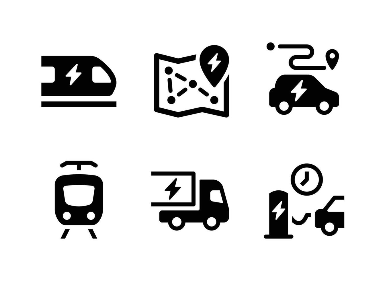 Simple Set of Electric Vehicle Solid Icons vector