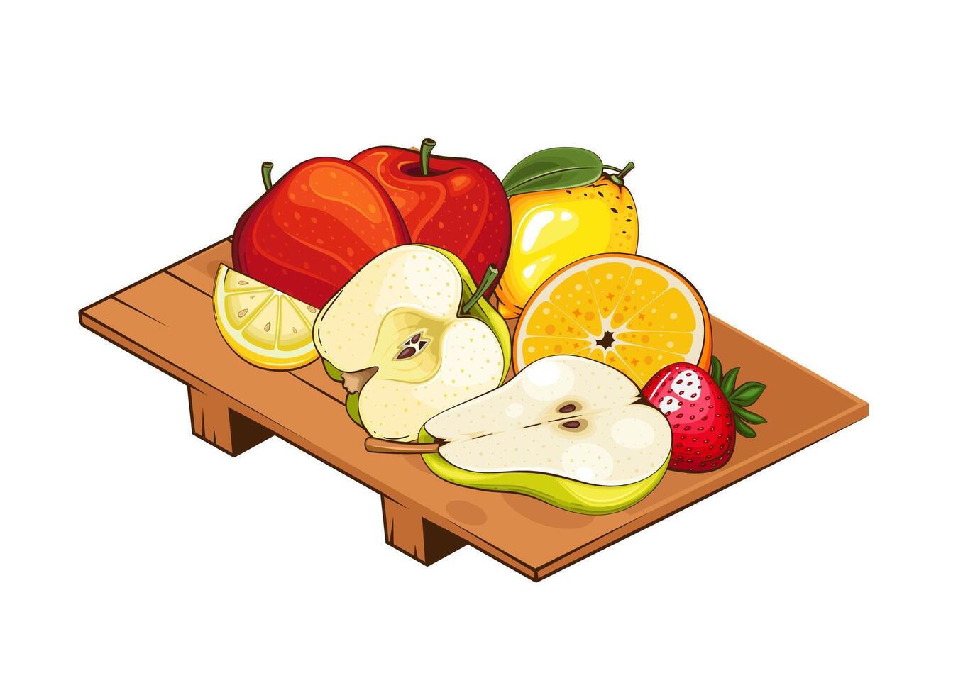 Plate with Fruits. Plate of fruits illustration. Organic design concept. Hand Drawn fruits collection. Fruit Plate Isolated. Farm products. vector