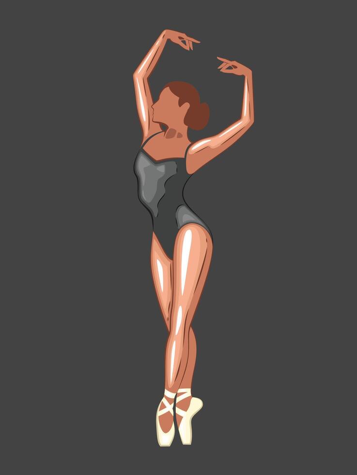 Ballerina illustration, ballerinas poses. Gymnastics girl. Girl dancing classical choreography. Ballet set female. Pointe shoes. Hand drawn art work isolated on white background vector