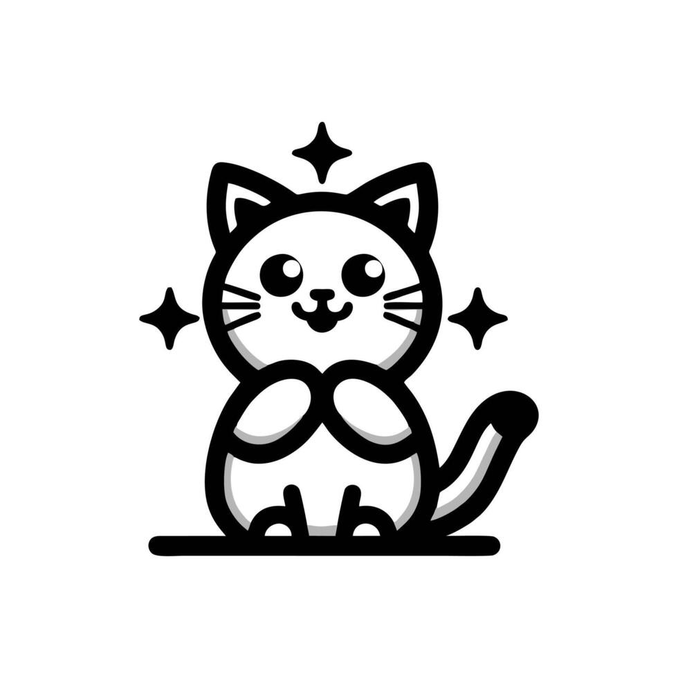 Cat cute logo design inspiration, Black cat logo illustration vector