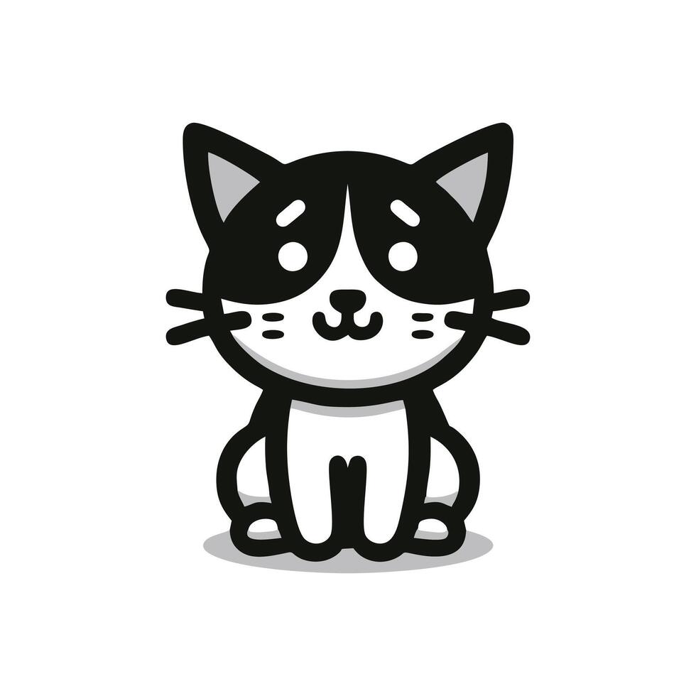 Cat cute logo design inspiration, Black cat logo illustration vector