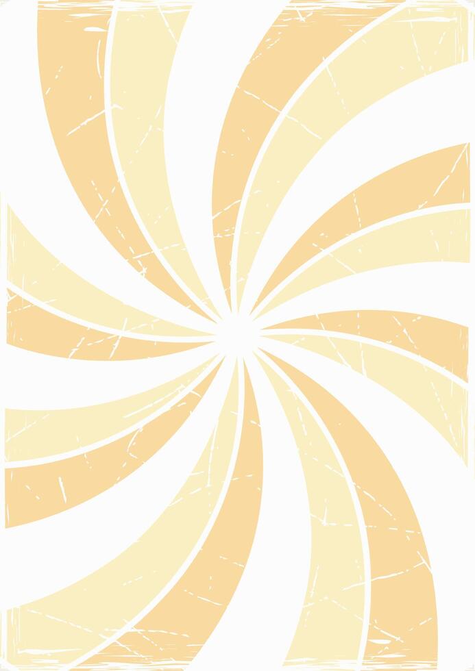 Pop art yellow background with swirl of beams, stripes from the center. Scuffed, scratched surface. Vintage cartoon retro style. For groovy, retro, pop art, comic style. With clipping mask vector