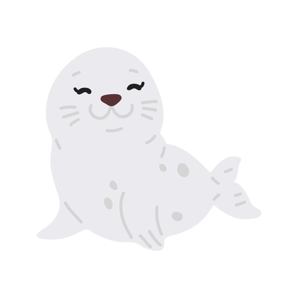 doodle seal girl vector