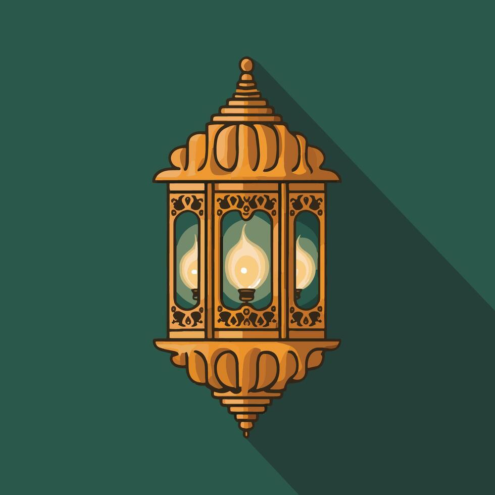 Islamic traditional lantern. Eid mubarak holiday illumination items. vector