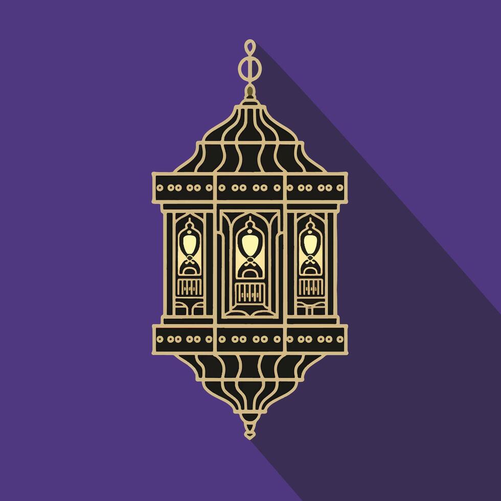 Islamic traditional lantern. Eid mubarak holiday illumination items. vector