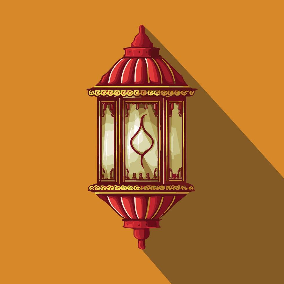 Islamic traditional lantern. Eid mubarak holiday illumination items. vector