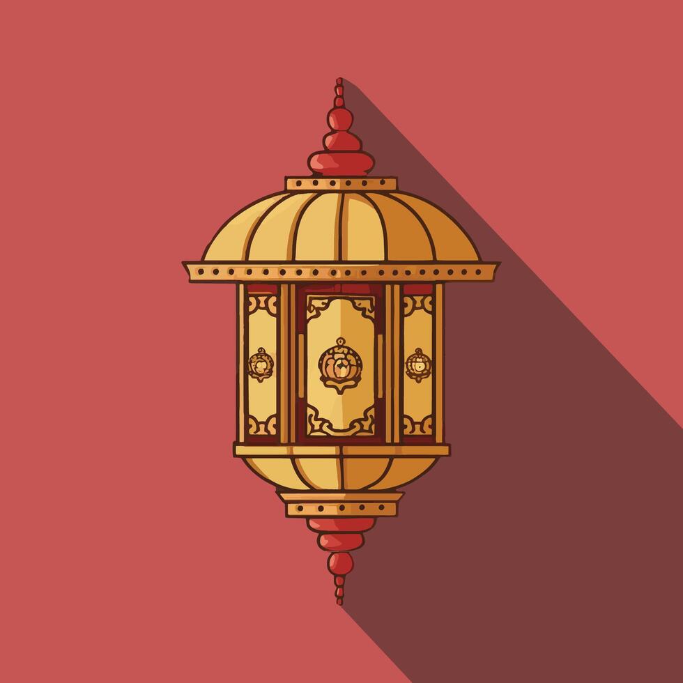 Islamic traditional lantern. Eid mubarak holiday illumination items. vector