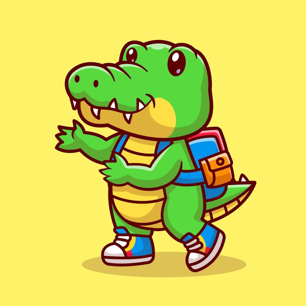 Cute Crocodile Back To School Cartoon vector