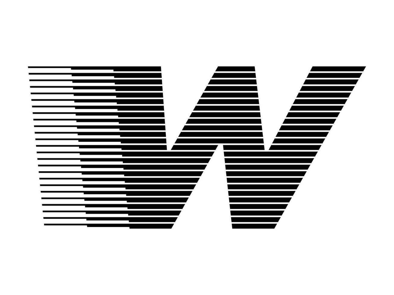 W Alphabet Logo Line Speed Abstract Optical Illusion Stripe Halftone Symbol Icon Illustration vector