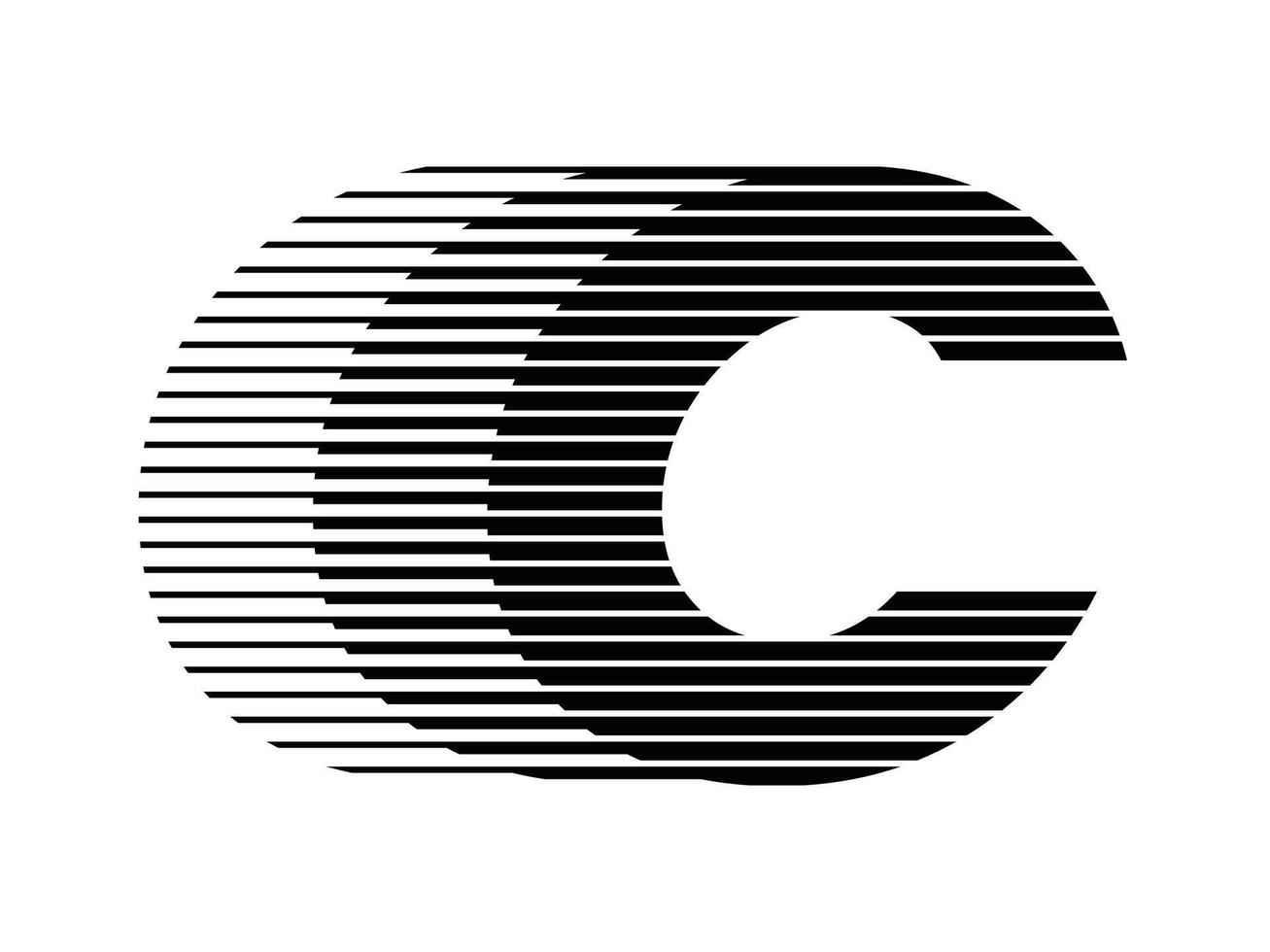 C Alphabet Logo Line Speed Abstract Optical Illusion Stripe Halftone Symbol Icon Illustration vector