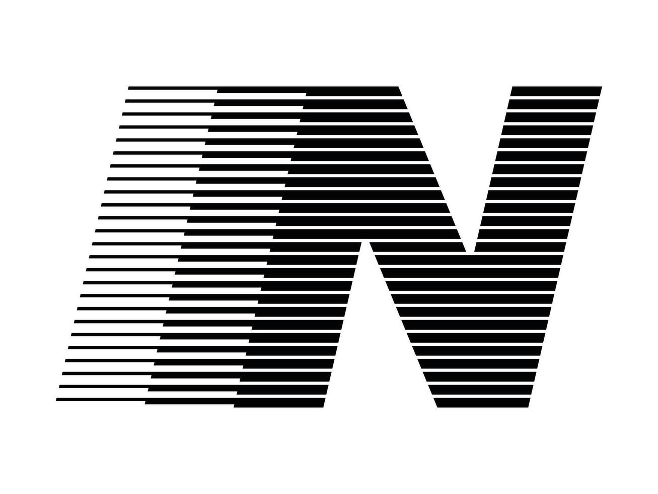 N Alphabet Logo Line Speed Abstract Optical Illusion Stripe Halftone Symbol Icon Illustration vector