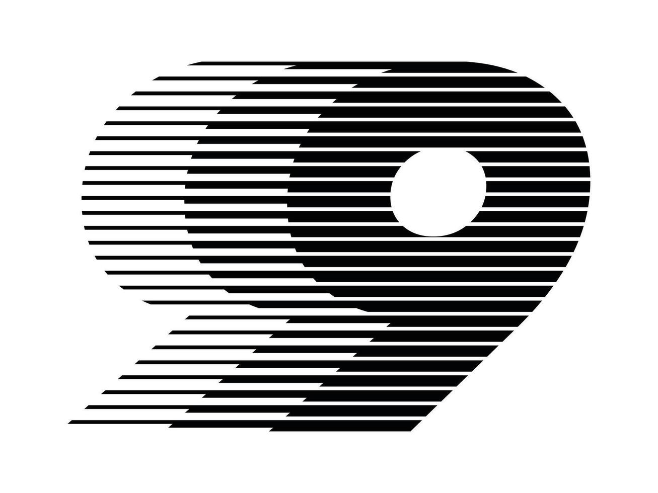 9 Number Speed Line Abstract Optical Illusion Stripe Halftone Symbol Icon Illustration vector