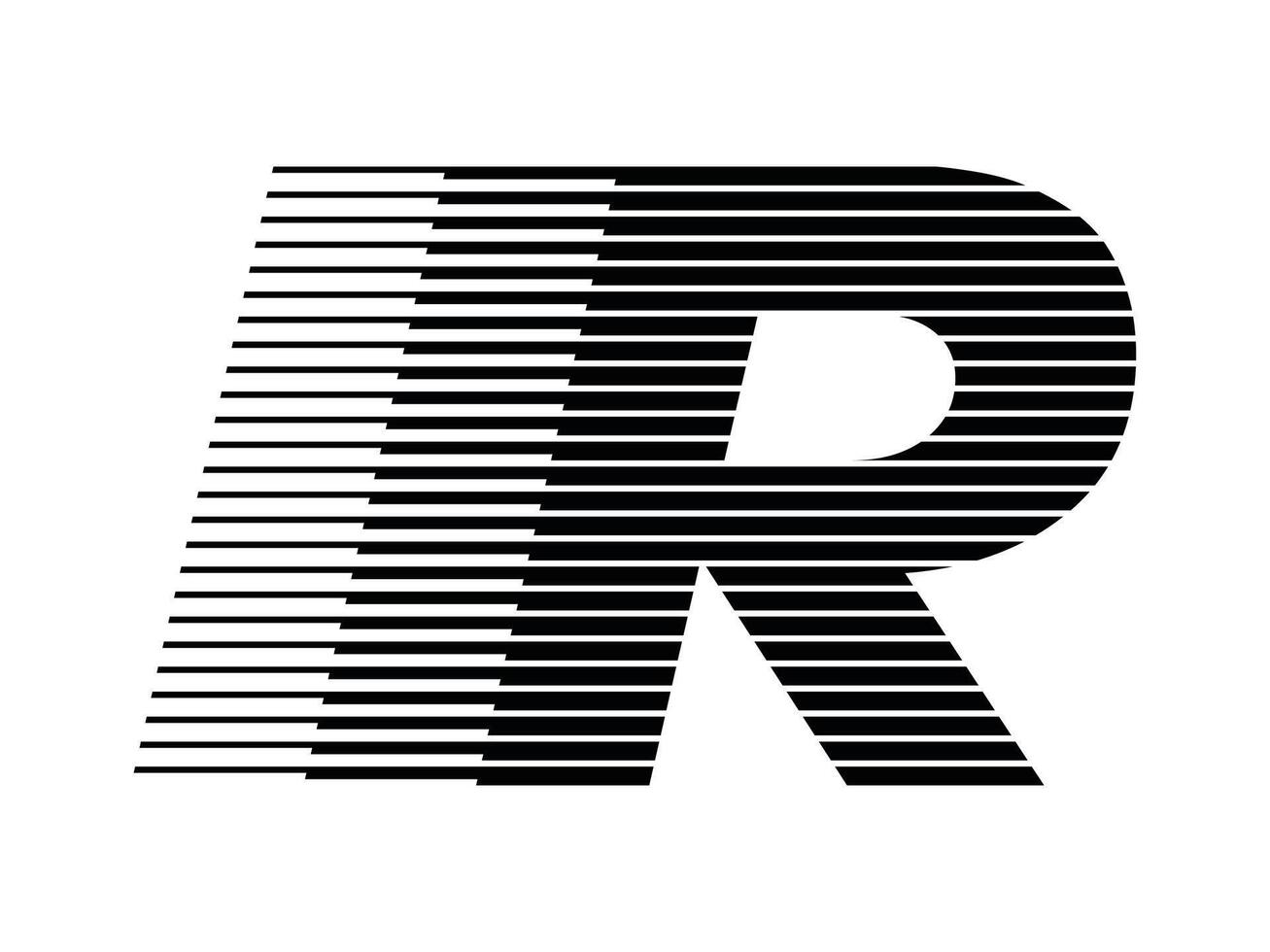 R Alphabet Logo Line Speed Abstract Optical Illusion Stripe Halftone Symbol Icon Illustration vector