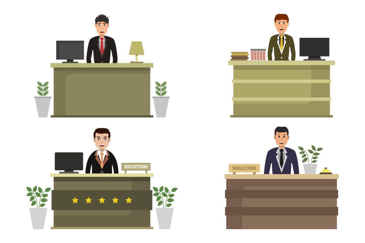 Hotel reception desk on white background vector