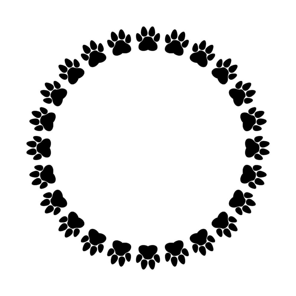 Dog paw frame on white background vector