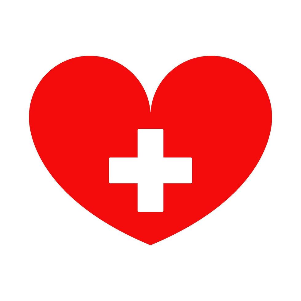 Heart medical cross on white background vector