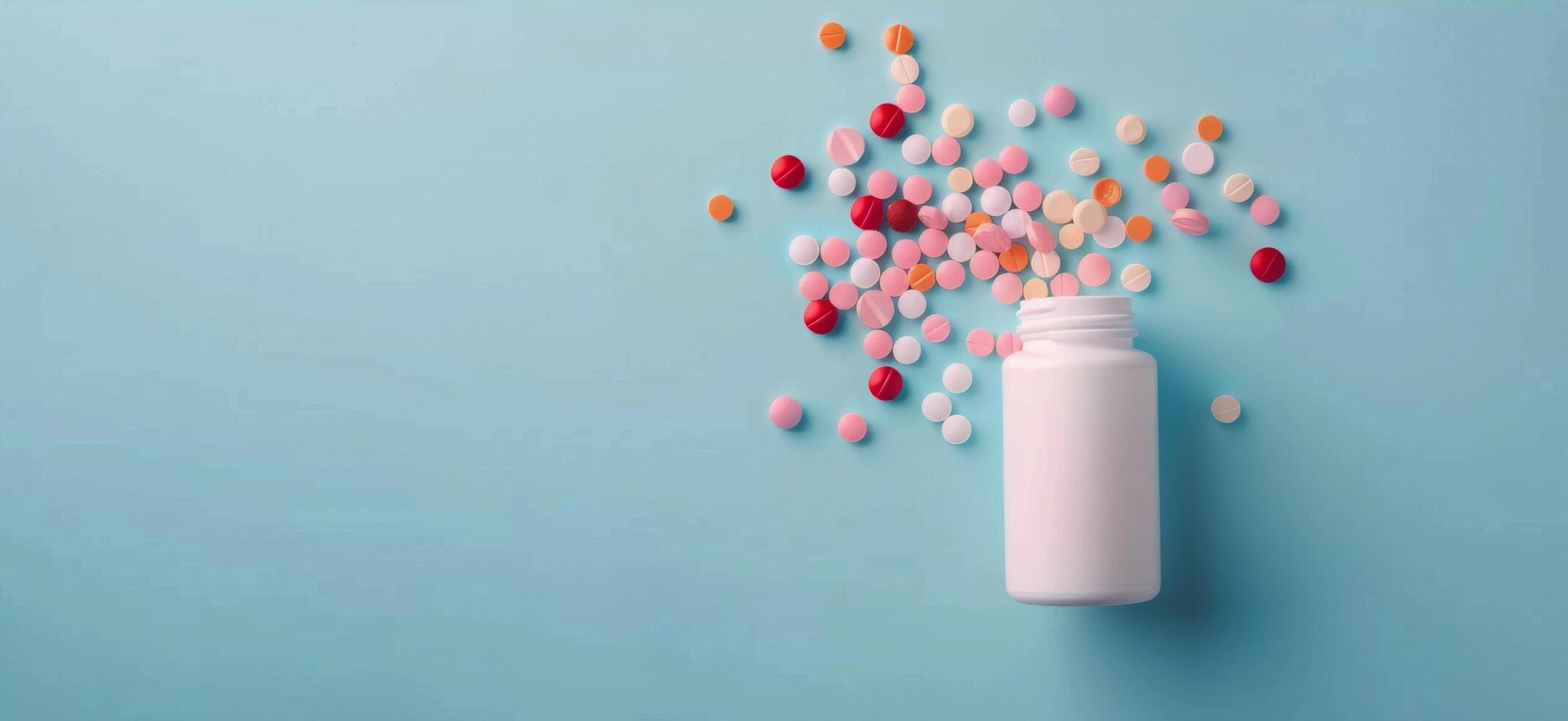 White Bottle Filled With Red and White Pills photo