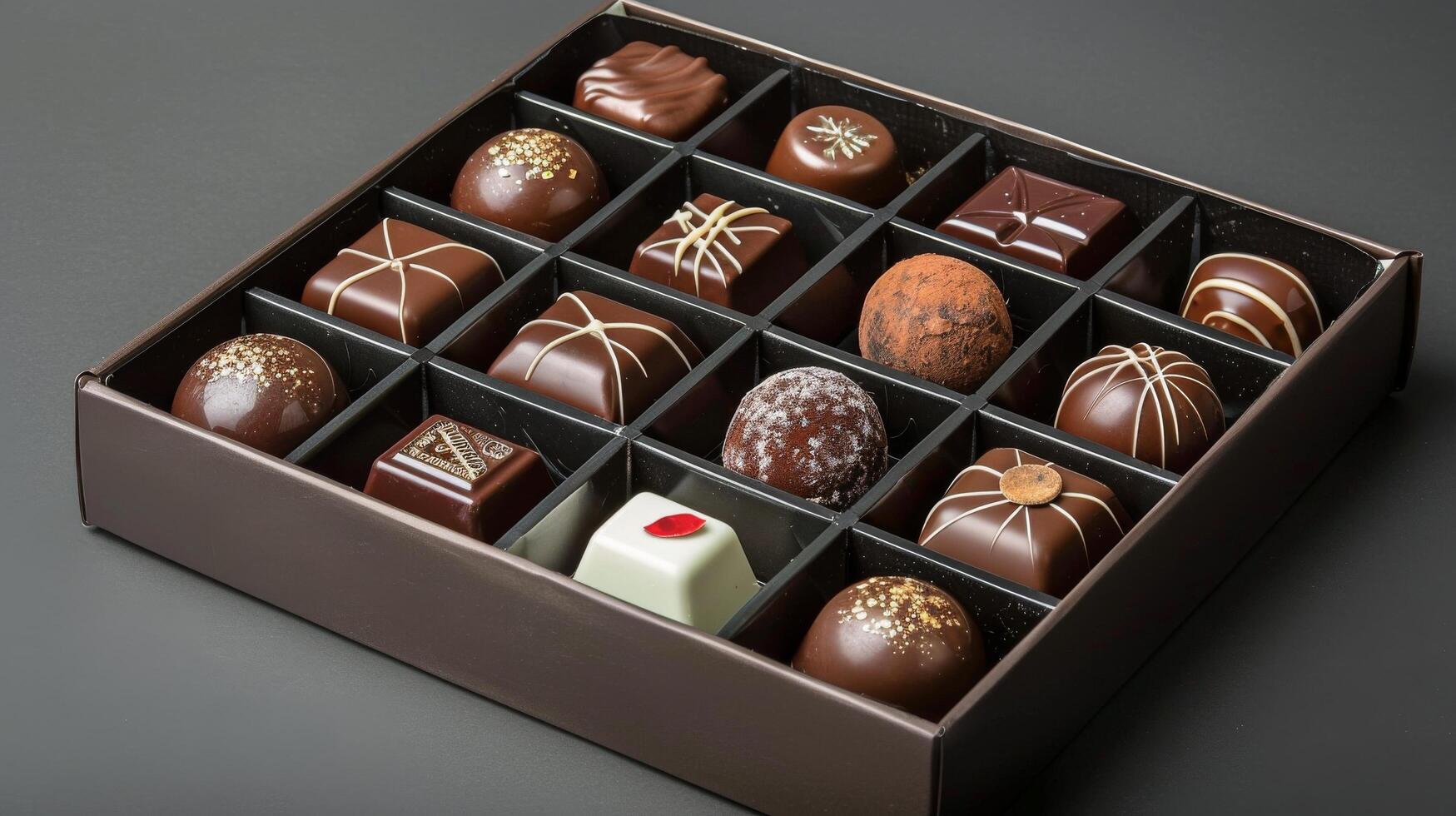Assorted Chocolates Box on Table photo