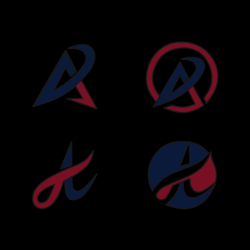 Set typography letter A modern digital vector