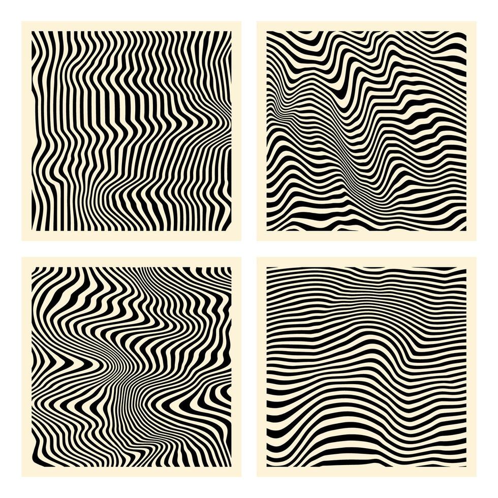 Groovy hippie 70s backgrounds. Waves, swirl, twirl pattern. Twisted and distorted texture in trendy retro psychedelic style. Y2k aesthetic. vector