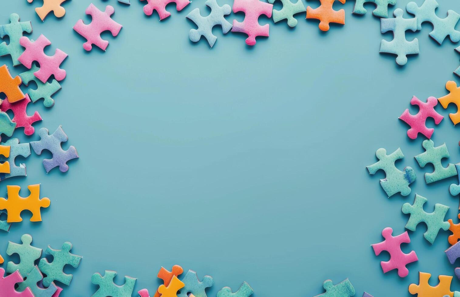 Colorful Puzzle Pieces Arranged in a Circle photo