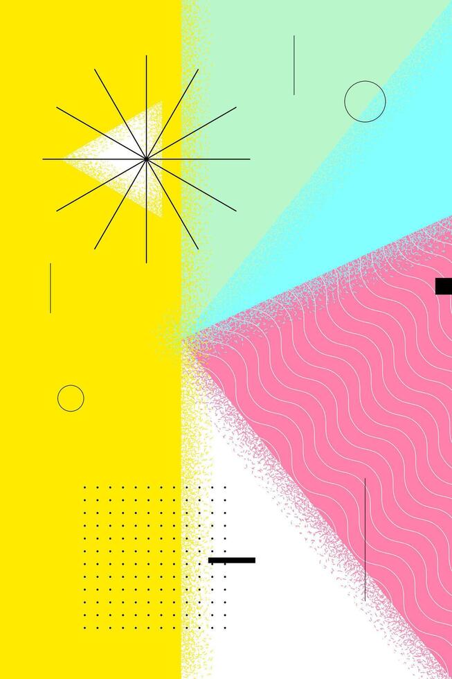 Abstract retro minimal summer poster. Swiss aesthetic brutalist bright geometric sun. Celebration party or sales advertising naive graphic print concept. Modern trendy creative artwork design template vector