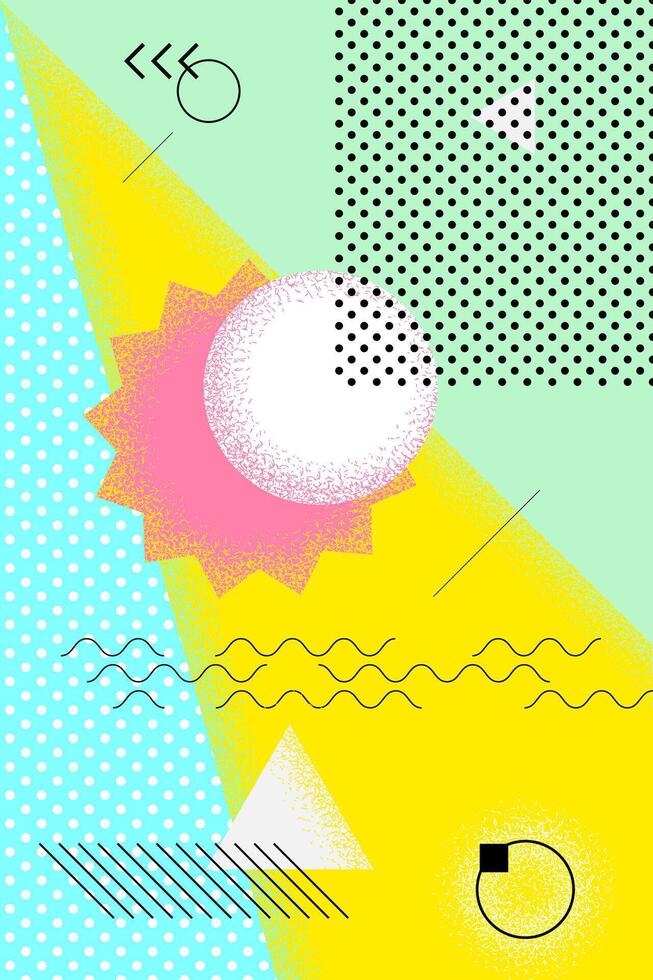 Abstract retro minimal summer poster. Swiss aesthetic brutalist bright geometric sun. Celebration party or sales advertising naive graphic print. Modern trendy creative artwork eps template vector