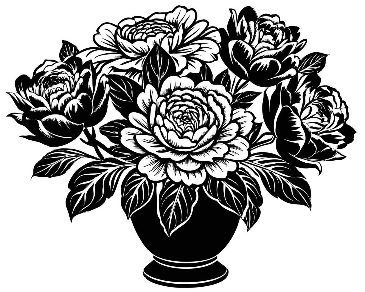 Black and white rose flower vector