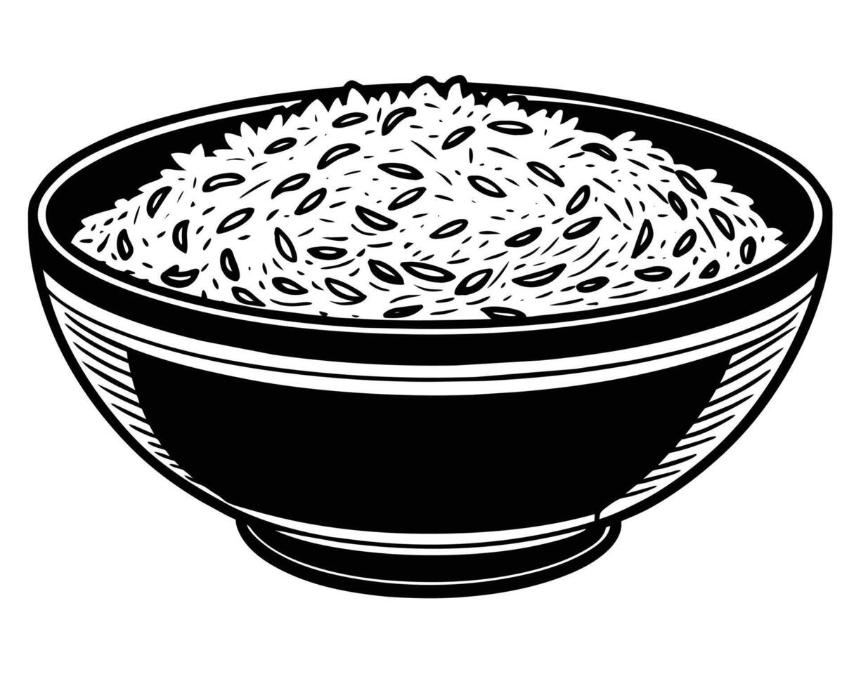 Rice in bowl isolated on white vector