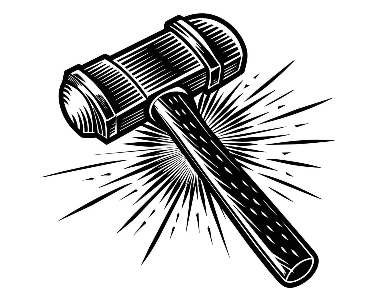 Hand drawn illustration of a hammer vector