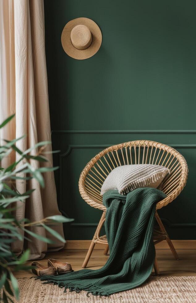 Green Walls Room With Chair photo