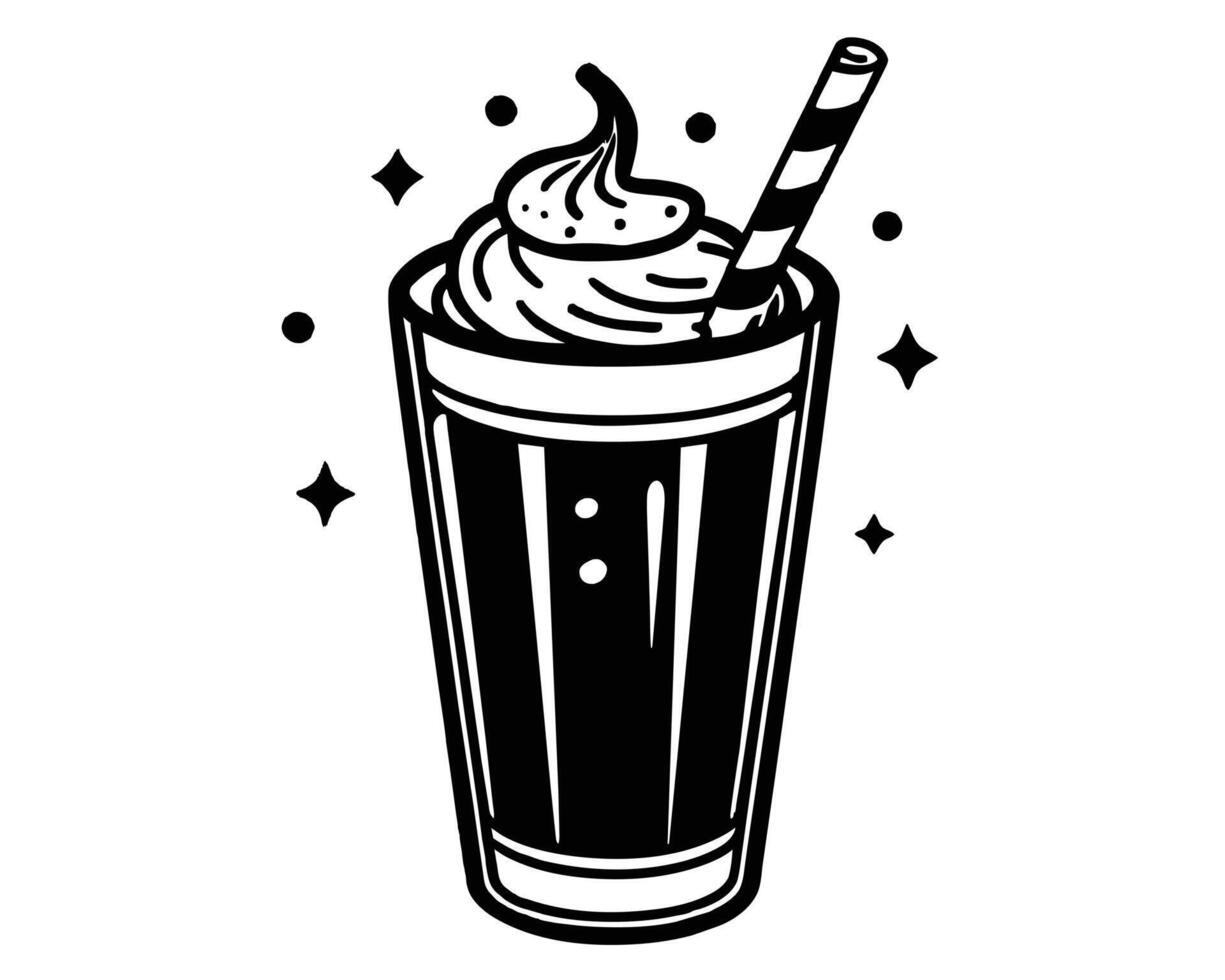 Cream in a cup with straw vector