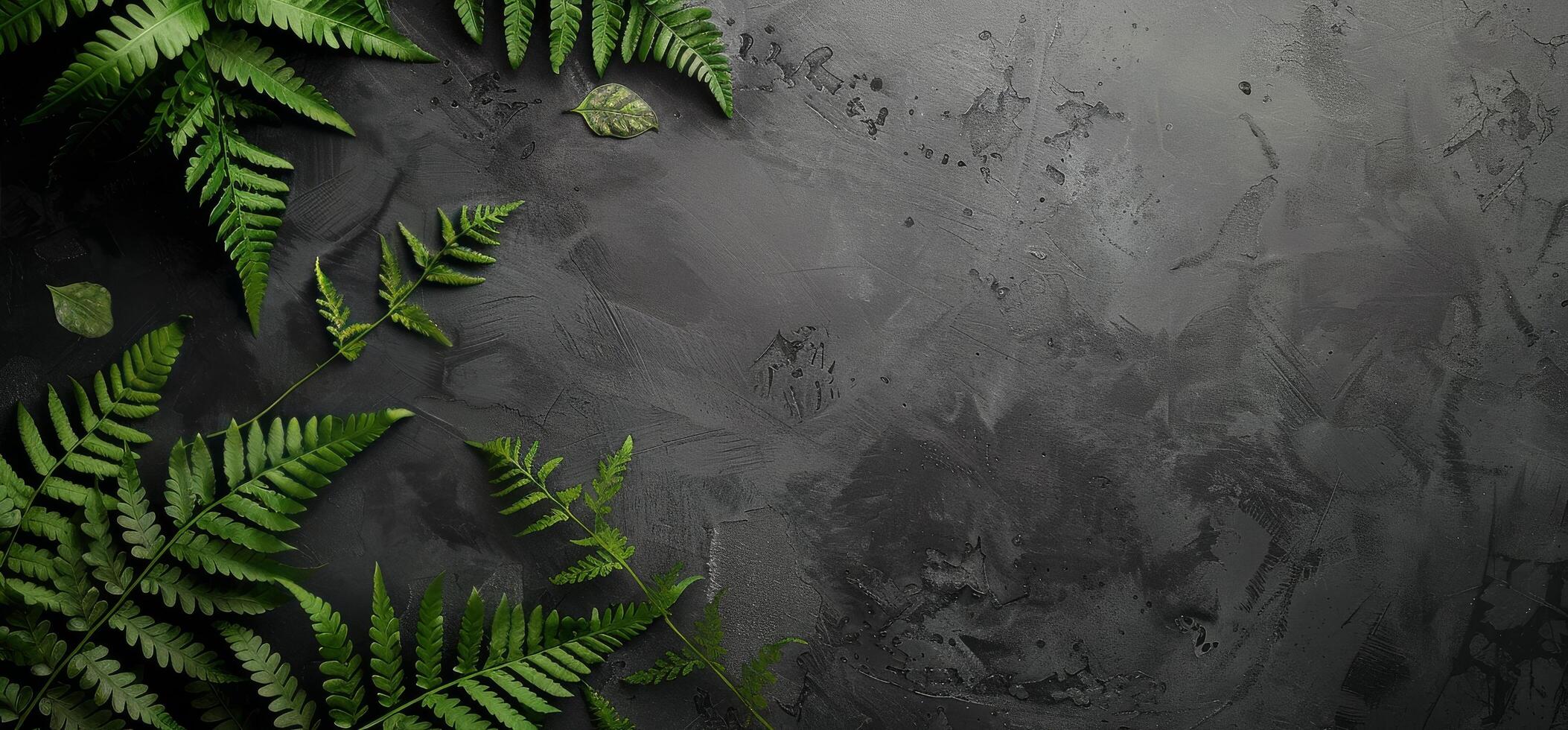 Green Plants on Dark Background With Text Space photo