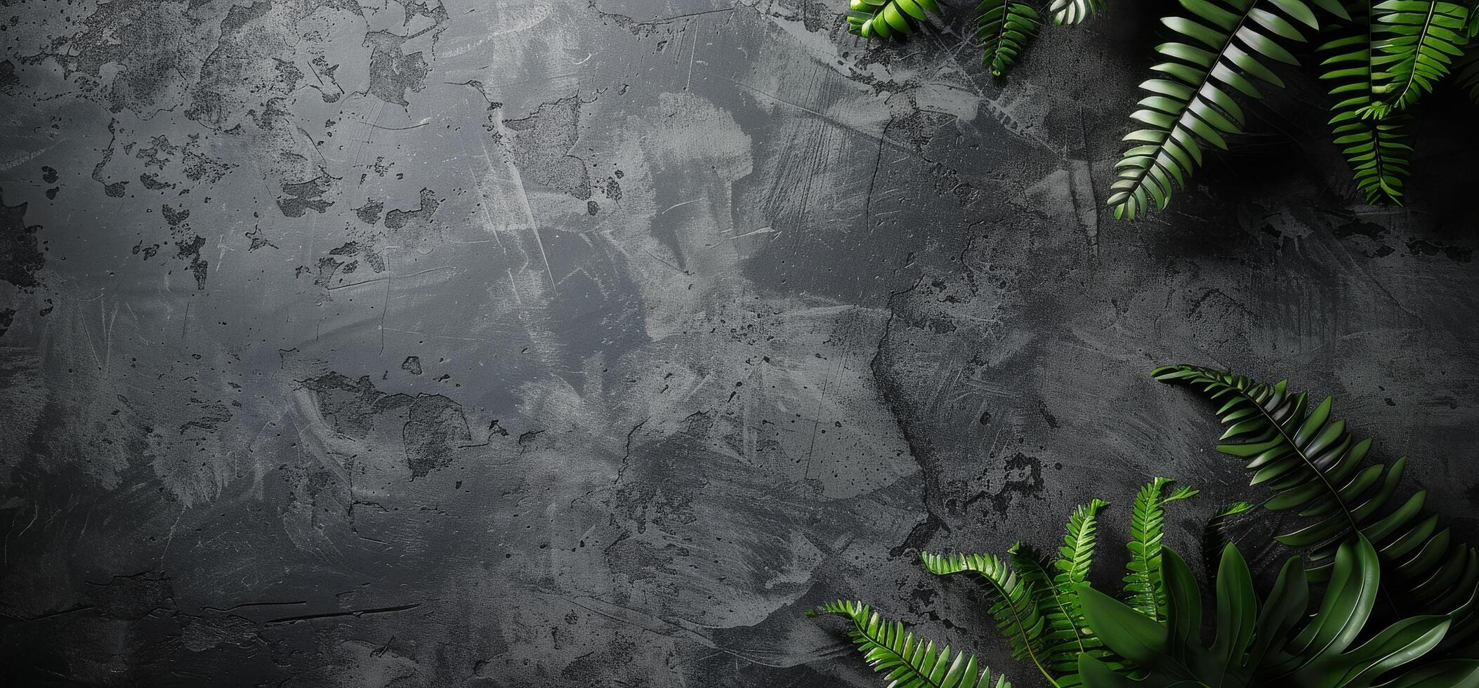 Green Plants on Dark Background With Text Space photo
