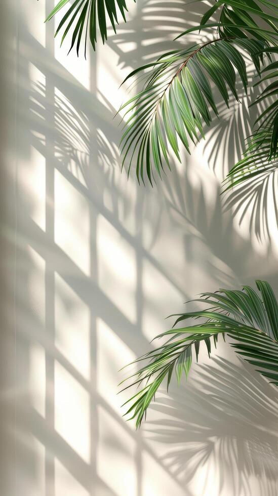 Palm Leaves on a White Wall photo