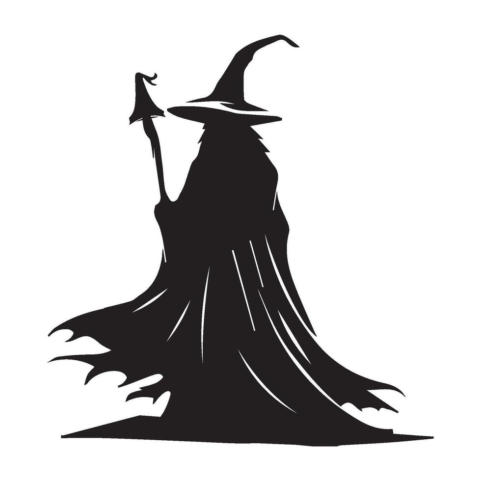 icon of a witch and a flying broomstick vector
